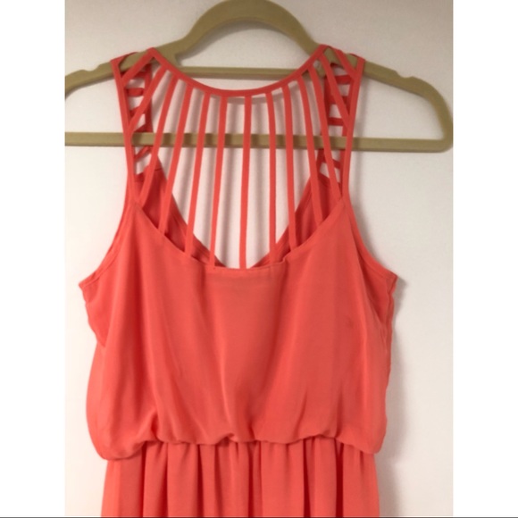 💥Socialite Coral Sleeveless Side Slits Maxi Dress - Picture 3 of 5
